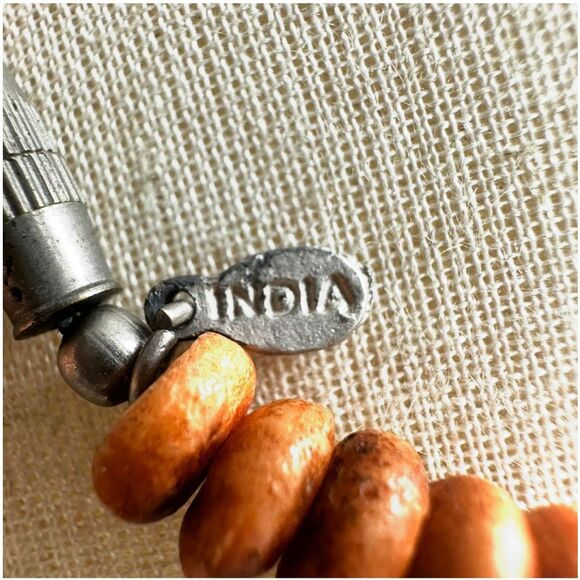 Vintage Indian Wooden Bead Necklace Artisan Boho Choker - Picture 4 of 8